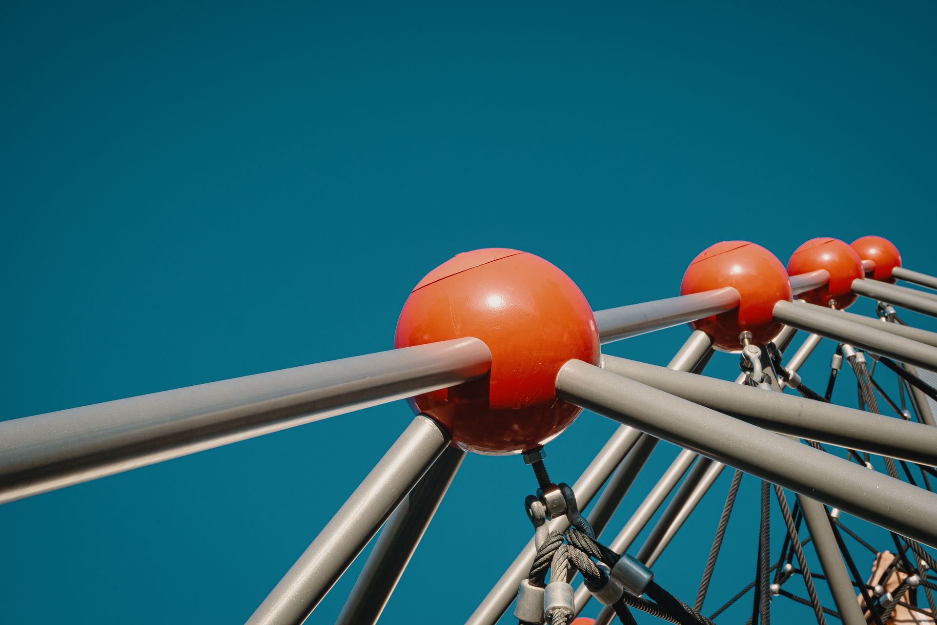 Close-up of playground climbing net connectors