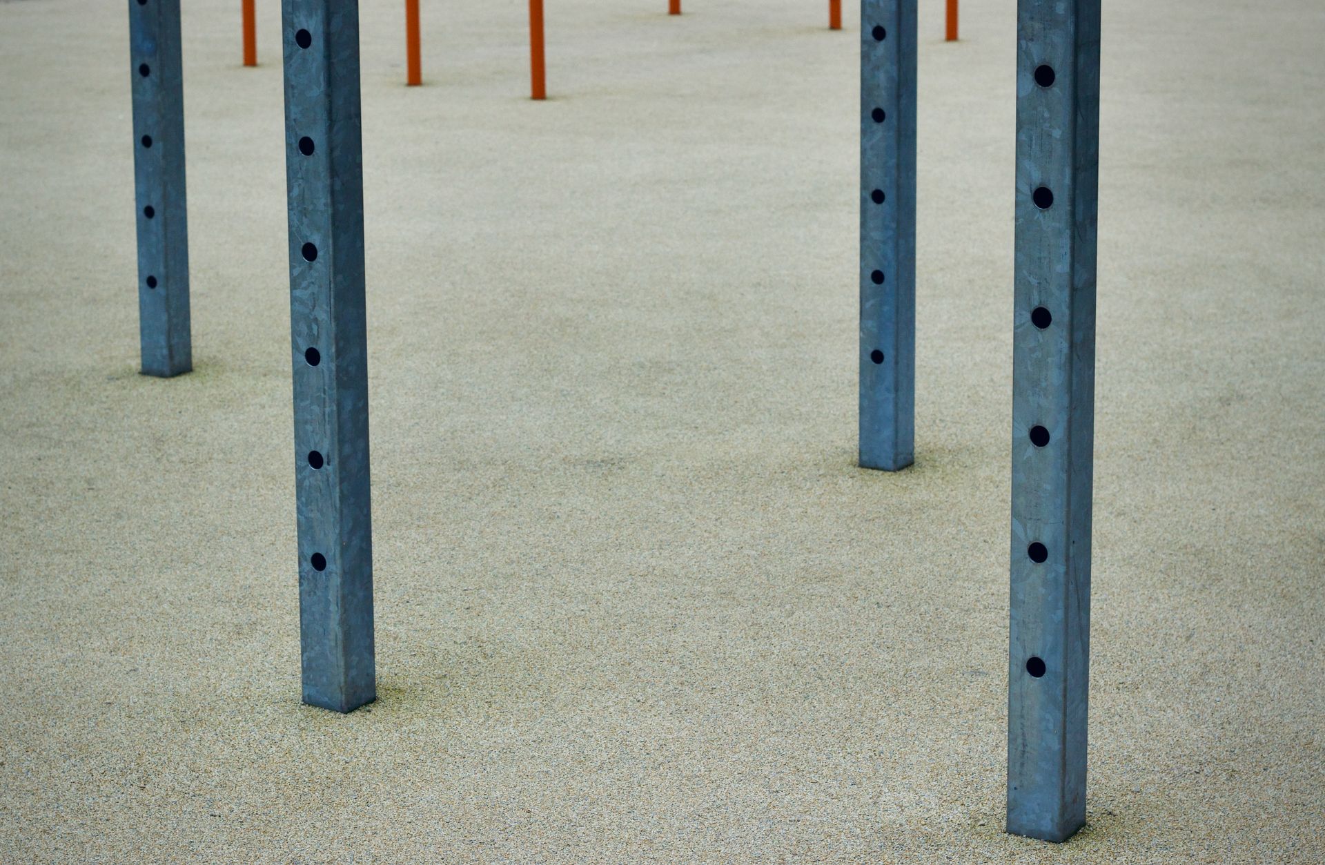 Playground posts set in the ground during installation